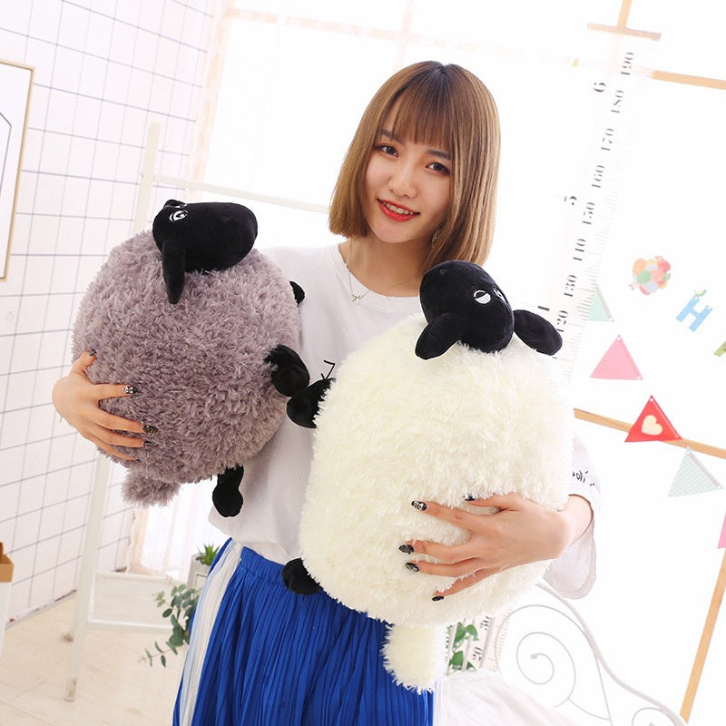 Adorable Black-Headed Lamb Plush Pillow - Fluffy Hand Warmer Cushion, Perfect Gift Choice
